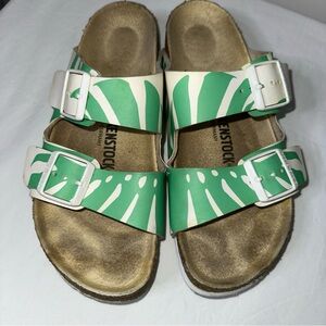 Birkenstock  Green and White Sandals